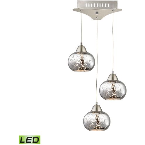 Ciotola LED 10 inch Satin Nickel with Silver Mercury Mini Pendant Ceiling Light