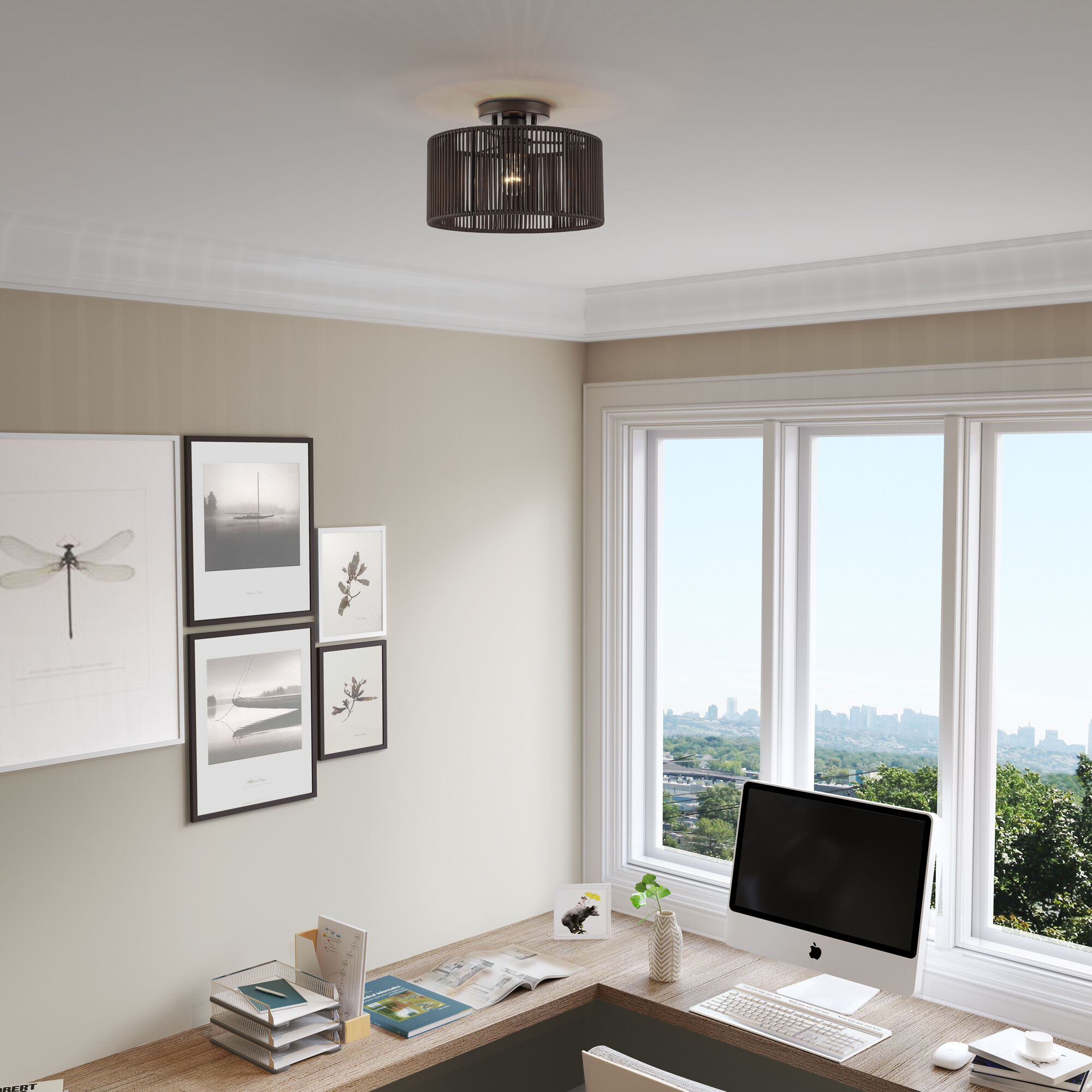 Acordia 1 Light 12 inch English Bronze Semi Flush Mount Ceiling Light, Medium