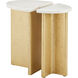 Doublet 20.25 X 13 inch White and Antique Brass Accent Tables, Set of 2