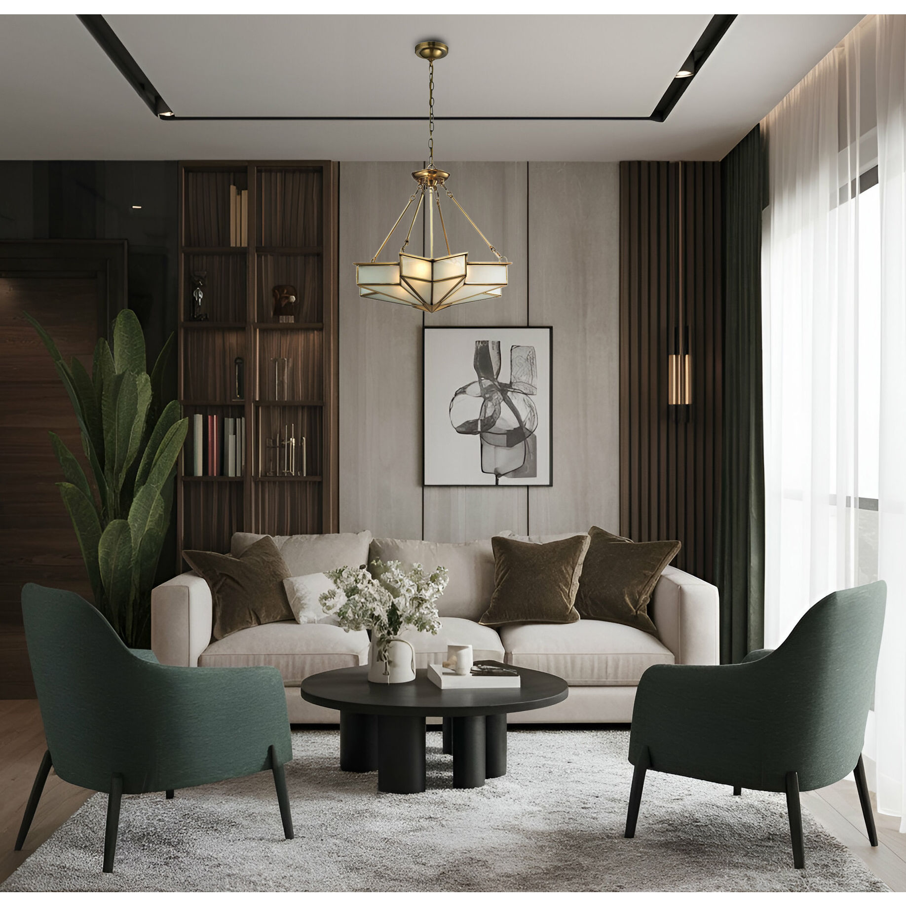 Decostar 4 Light 25 inch Brushed Brass Chandelier Ceiling Light