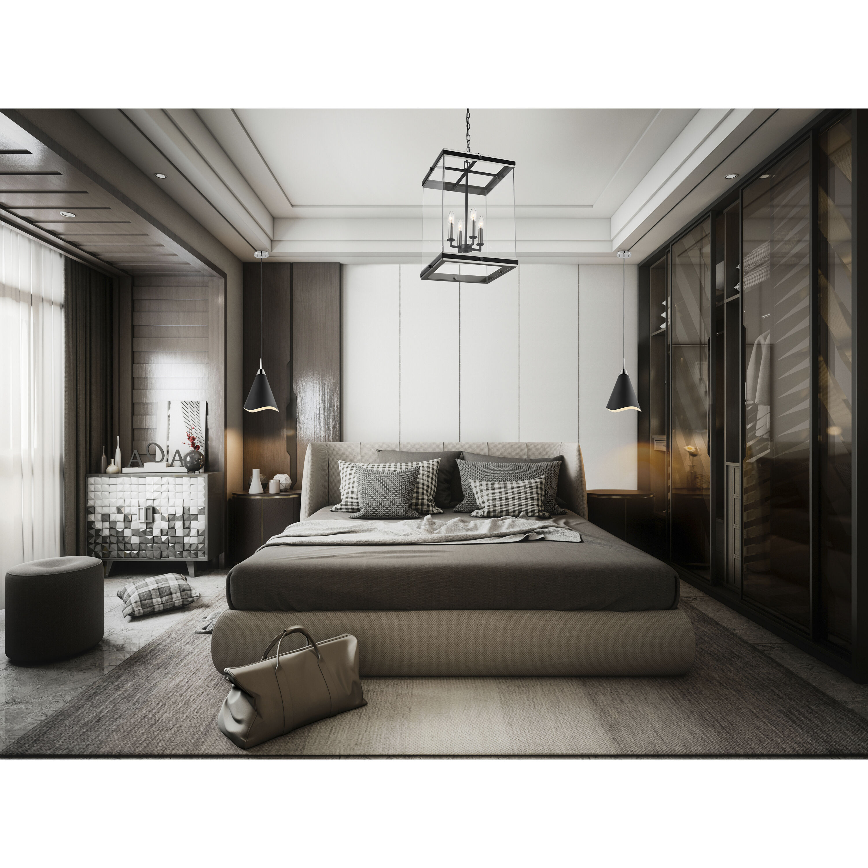 Tango 1 Light 12 inch Matte Black/Polished Nickel Pendant Ceiling Light