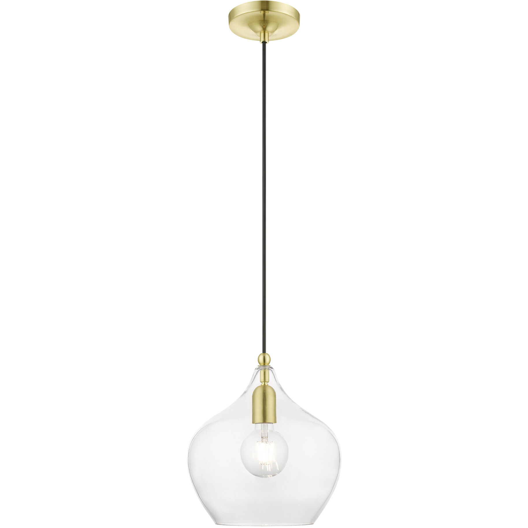Aldrich 1 Light 10 inch Satin Brass with Polished Brass Accent Pendant Ceiling Light