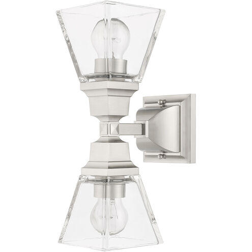 Mission 2 Light 5 inch Brushed Nickel Sconce Wall Light