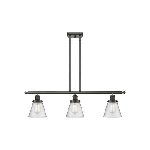 Ballston Small Cone 3 Light 36 inch Oil Rubbed Bronze Island Light Ceiling Light in Seedy Glass, Ballston