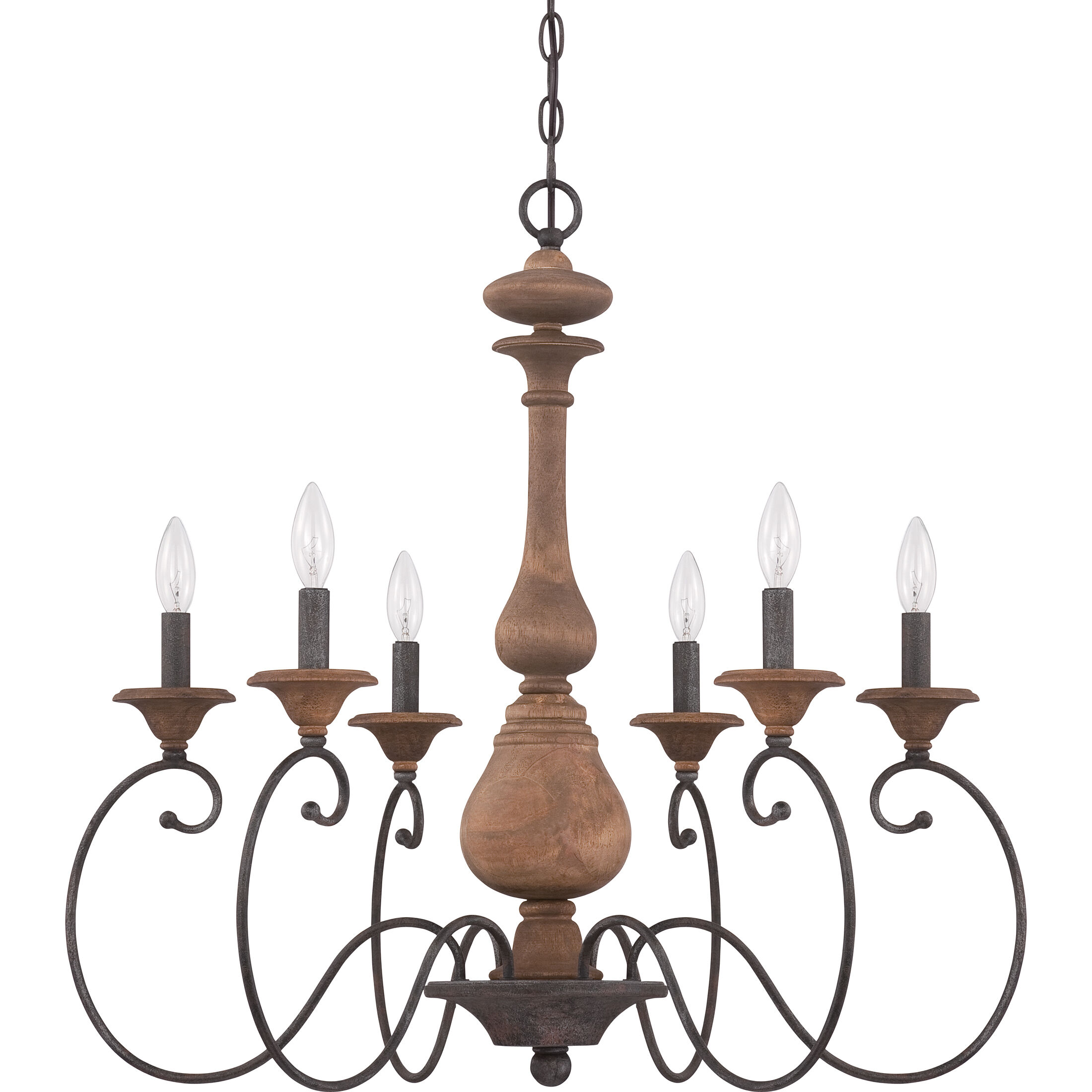 Auburn 6 Light 28 inch Rustic Black Chandelier Ceiling Light