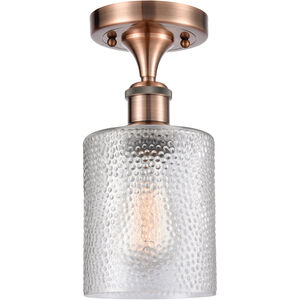 Ballston Cobbleskill LED 5 inch Antique Copper Semi-Flush Mount Ceiling Light in Clear Glass, Ballston