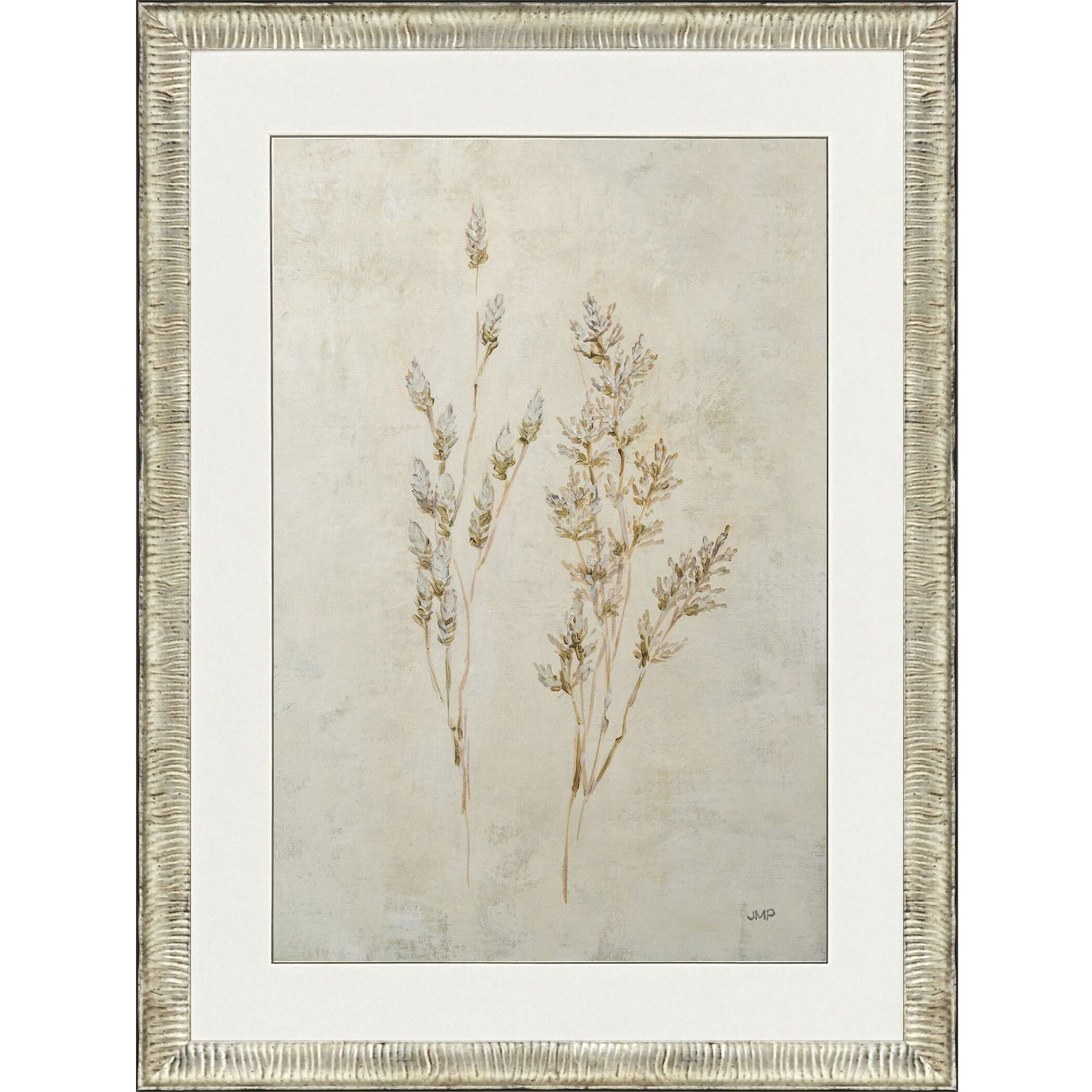Whispering Grasses Beige and Gray and Neutral and Yellow Framed Art