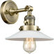 Franklin Restoration Halophane 1 Light 9 inch Antique Brass Sconce Wall Light in Matte White Halophane Glass, Franklin Restoration