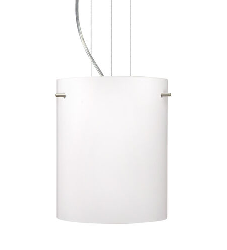 Tamburo LED Satin Nickel Pendant Ceiling Light in Opal Matte Glass
