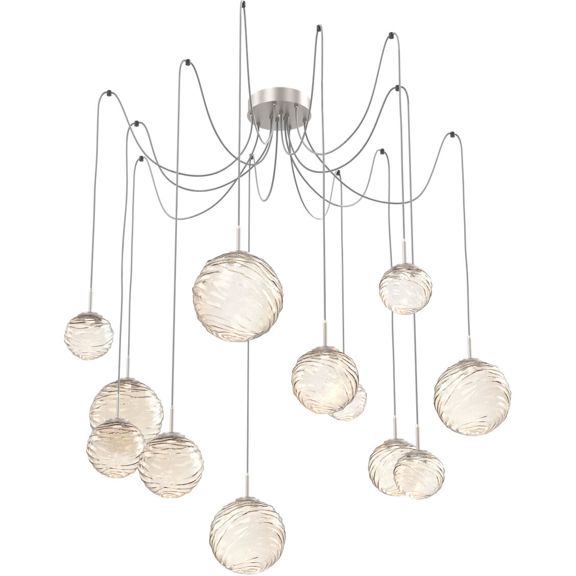 Gaia LED 19.4 inch Metallic Beige Silver Swag Multi-Pendant Ceiling Light in 3000K LED, Amber