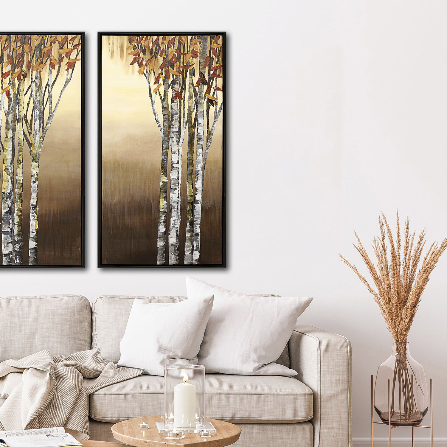 Wind in the Trees Brown and Orange and Neutral Canvas, The Studio