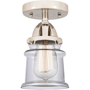Nouveau 2 Small Canton LED 5 inch Polished Nickel Semi-Flush Mount Ceiling Light in Clear Glass