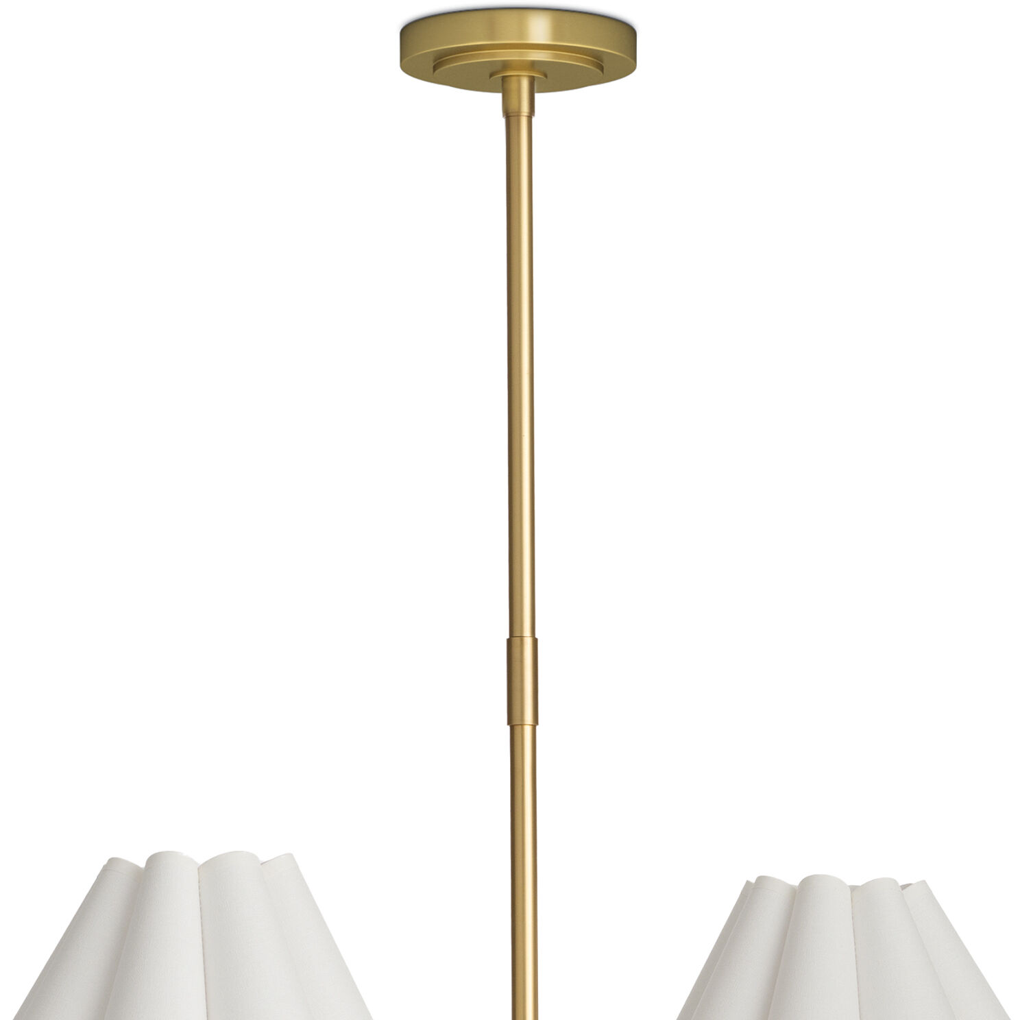 Polly 6 Light 66 inch Natural Brass Chandelier Ceiling Light in White Scalloped Shade