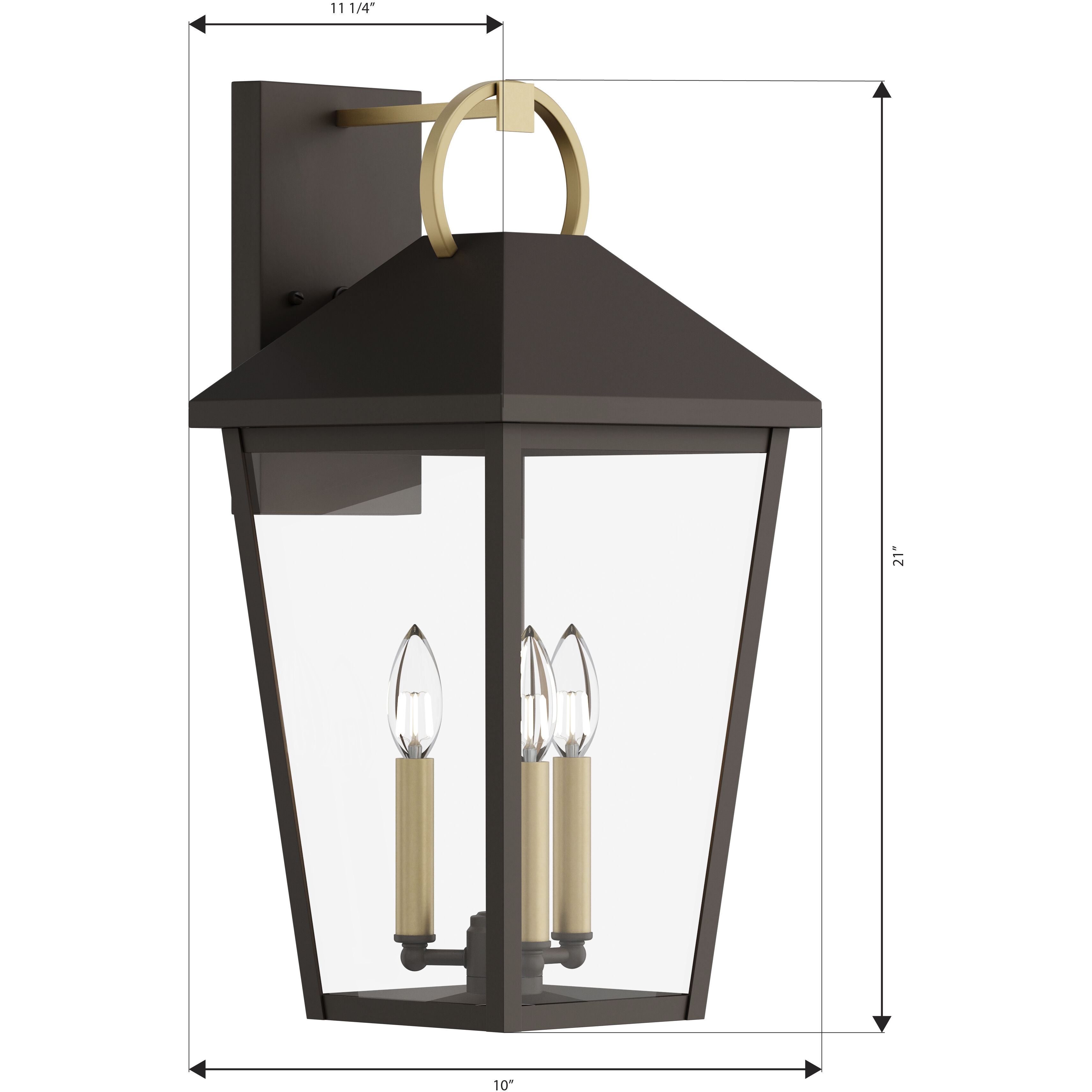 Bayra 3 Light 21 inch Painted Legacy Brass and Dark Bronze Outdoor Wall Lantern