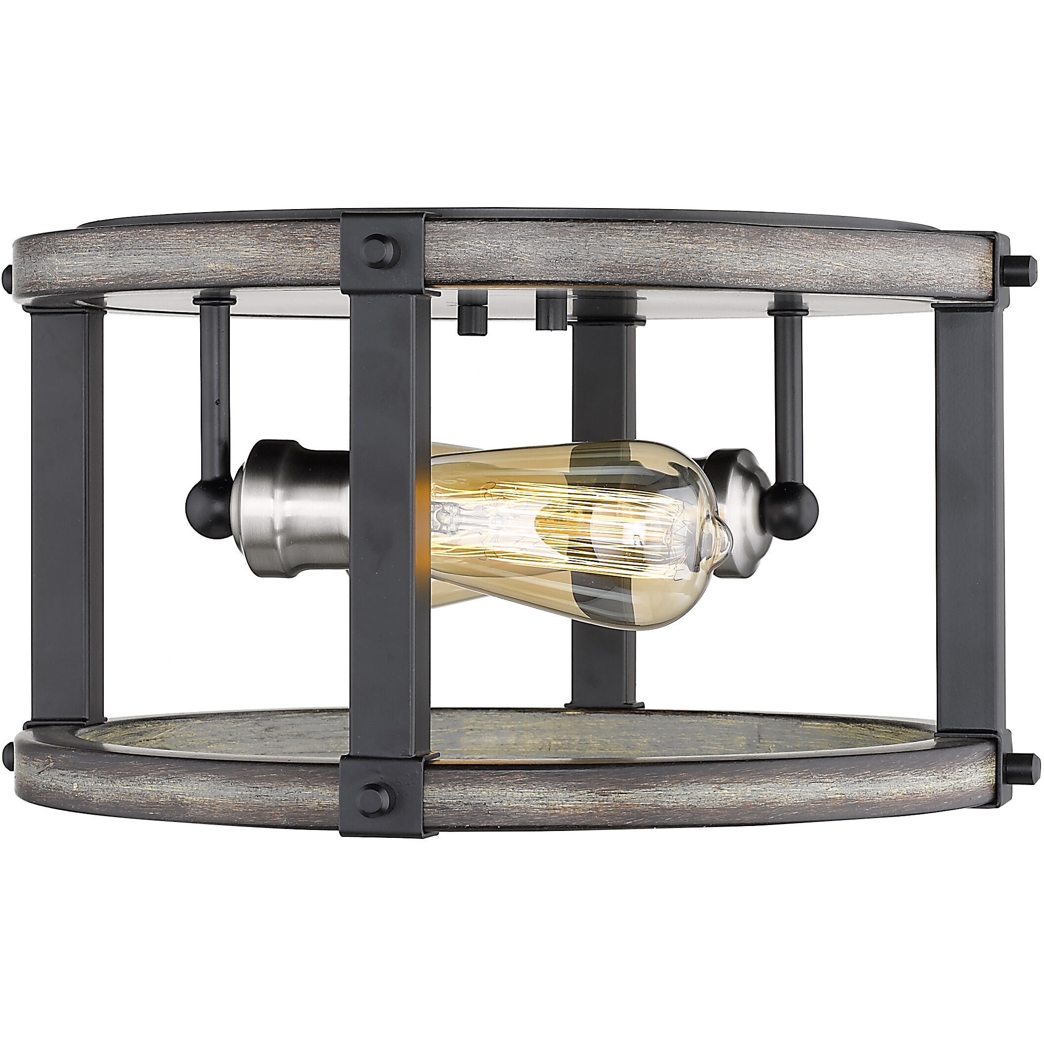 Kirkland 2 Light 12.75 inch Ashen Barnboard Flush Mount Ceiling Light