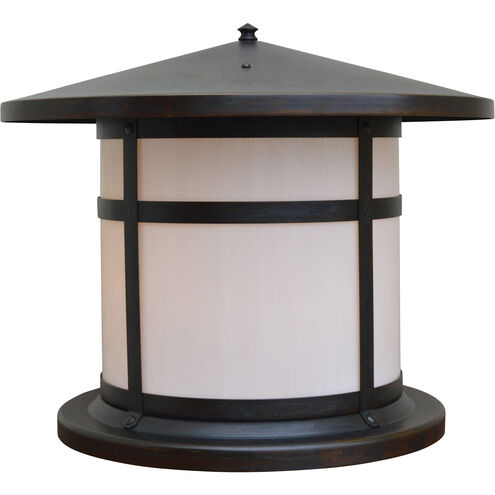 Berkeley 1 Light 13.75 inch Verdigris Patina Column Mount in Amber Mica