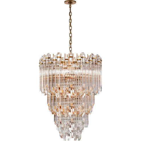 Suzanne Kasler Adele 12 Light 24 inch Hand-Rubbed Antique Brass with Clear Acrylic Three-Tier Waterfall Chandelier Ceiling Light
