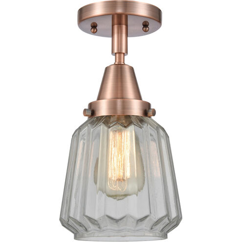 Franklin Restoration Chatham 1 Light 6 inch Antique Copper Flush Mount Ceiling Light in Clear Glass