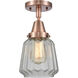 Franklin Restoration Chatham 1 Light 6 inch Antique Copper Flush Mount Ceiling Light in Clear Glass