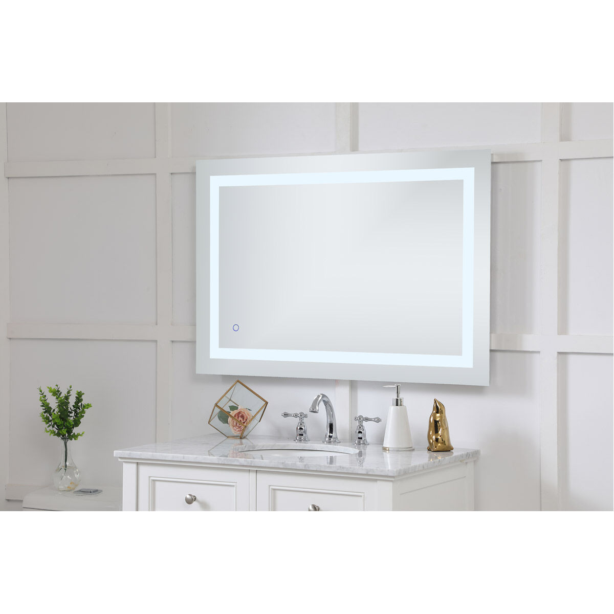 Helios 40 X 27 inch Silver Lighted Wall Mirror