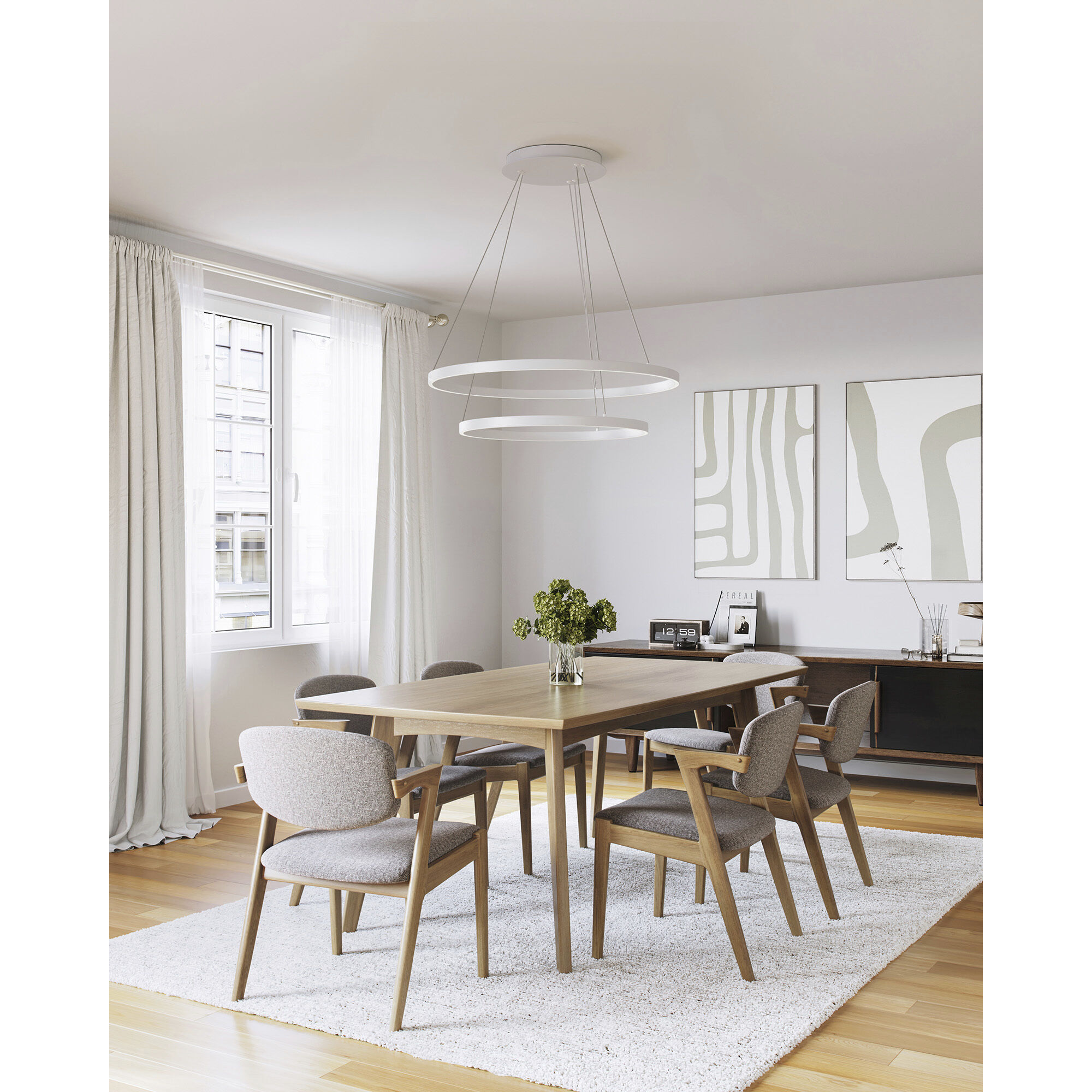 Cerchio LED 31.5 inch White Chandelier Ceiling Light