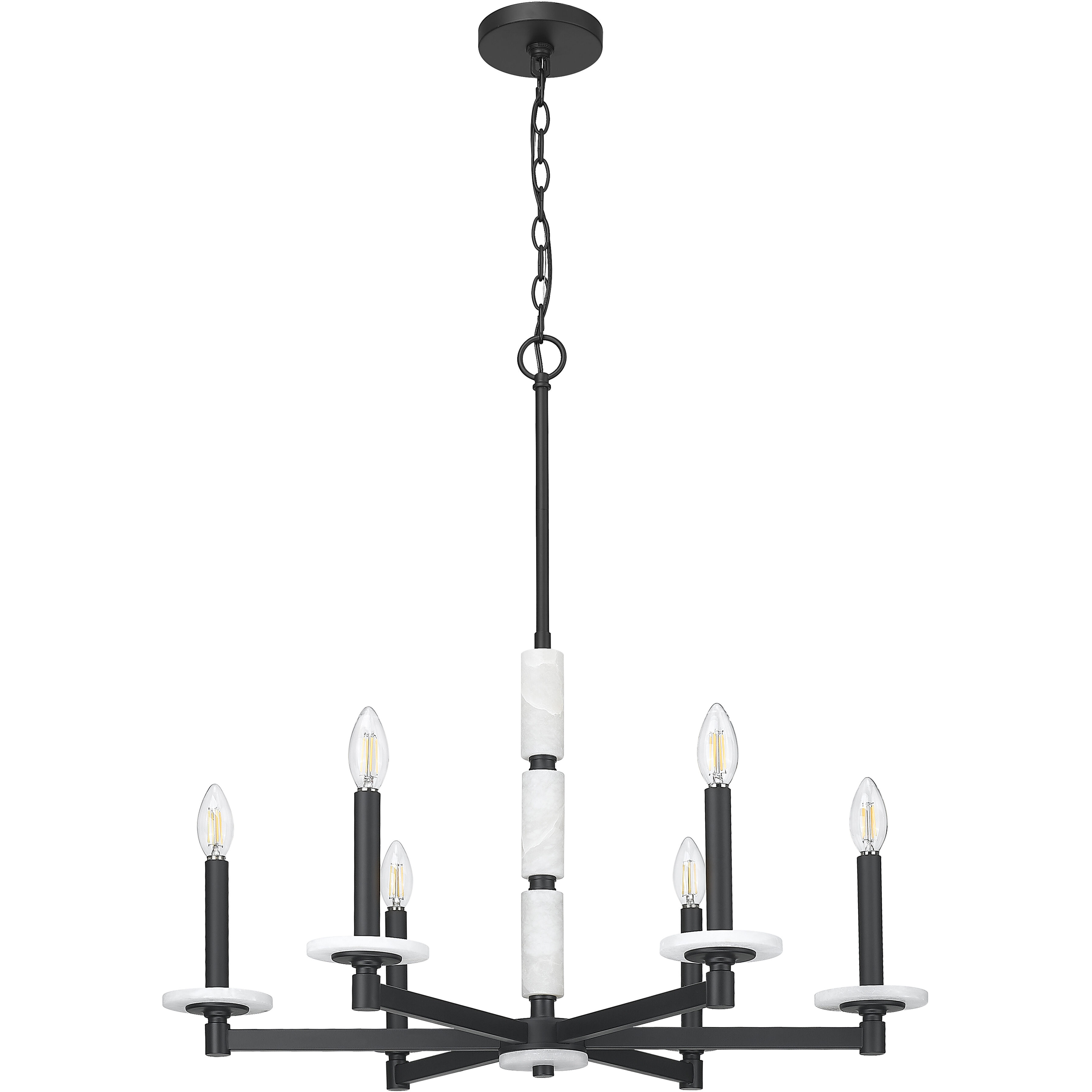Kaden 6 Light 28 inch Matte Black Chandelier Ceiling Light