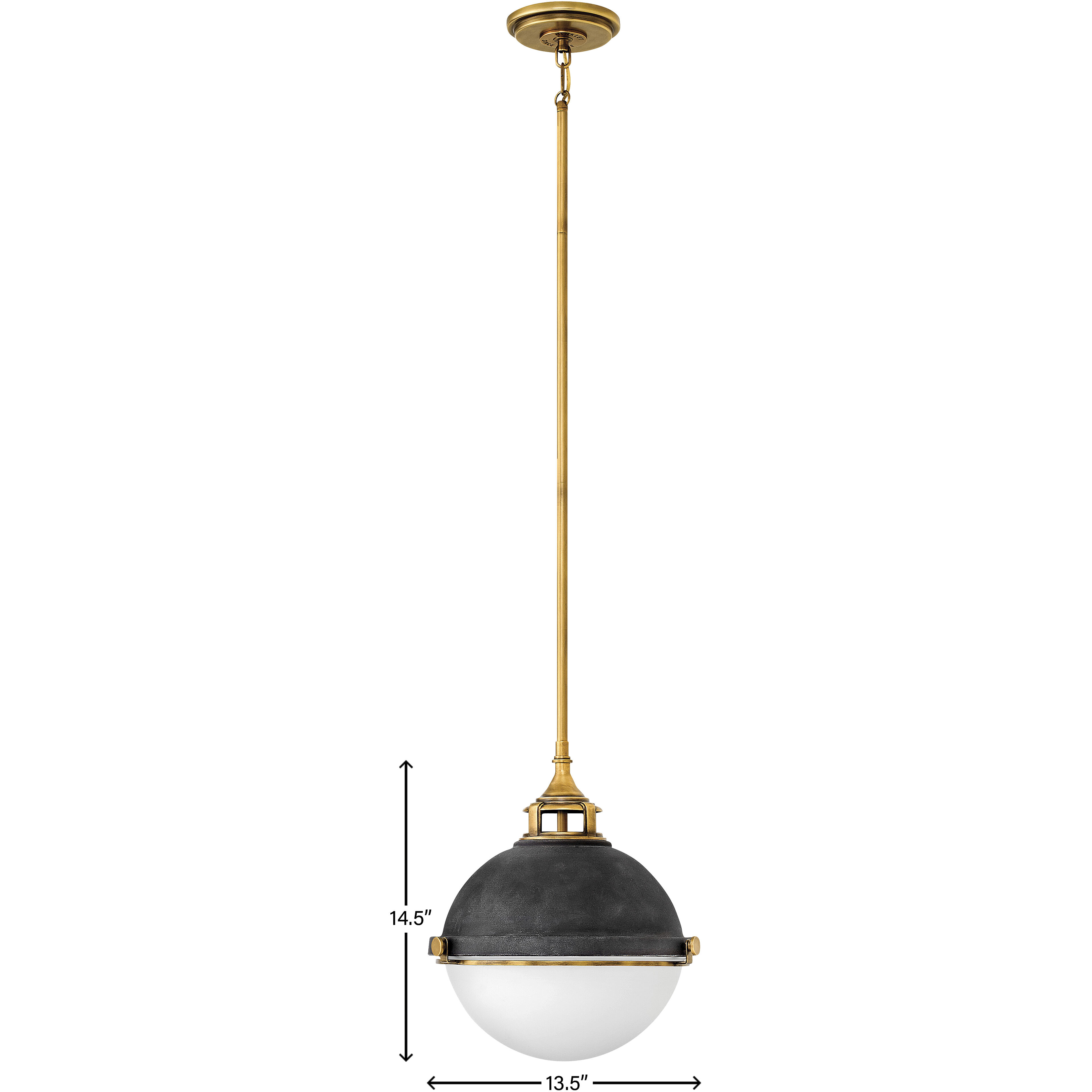 Fletcher 2 Light 13.5 inch Aged Zinc with Heritage Brass Indoor Pendant Ceiling Light