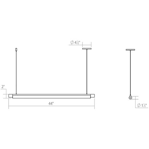 Keel LED 44 inch Satin Black Pendant Ceiling Light in 3000K