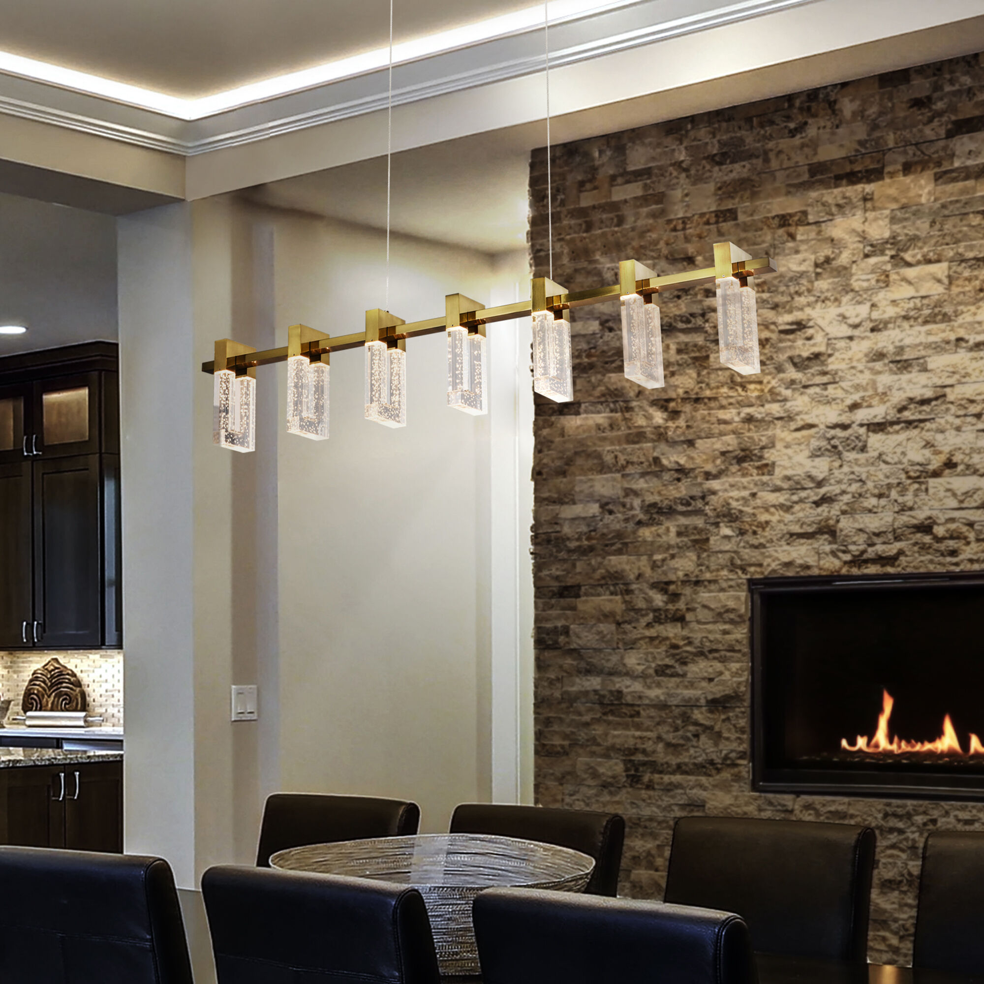 Artisan Collection/SORRENTO Series Linear Chandelier Ceiling Light in Antique Brass