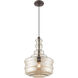 Art Glass 1 Light 13 inch English Bronze Mini Pendant Ceiling Light