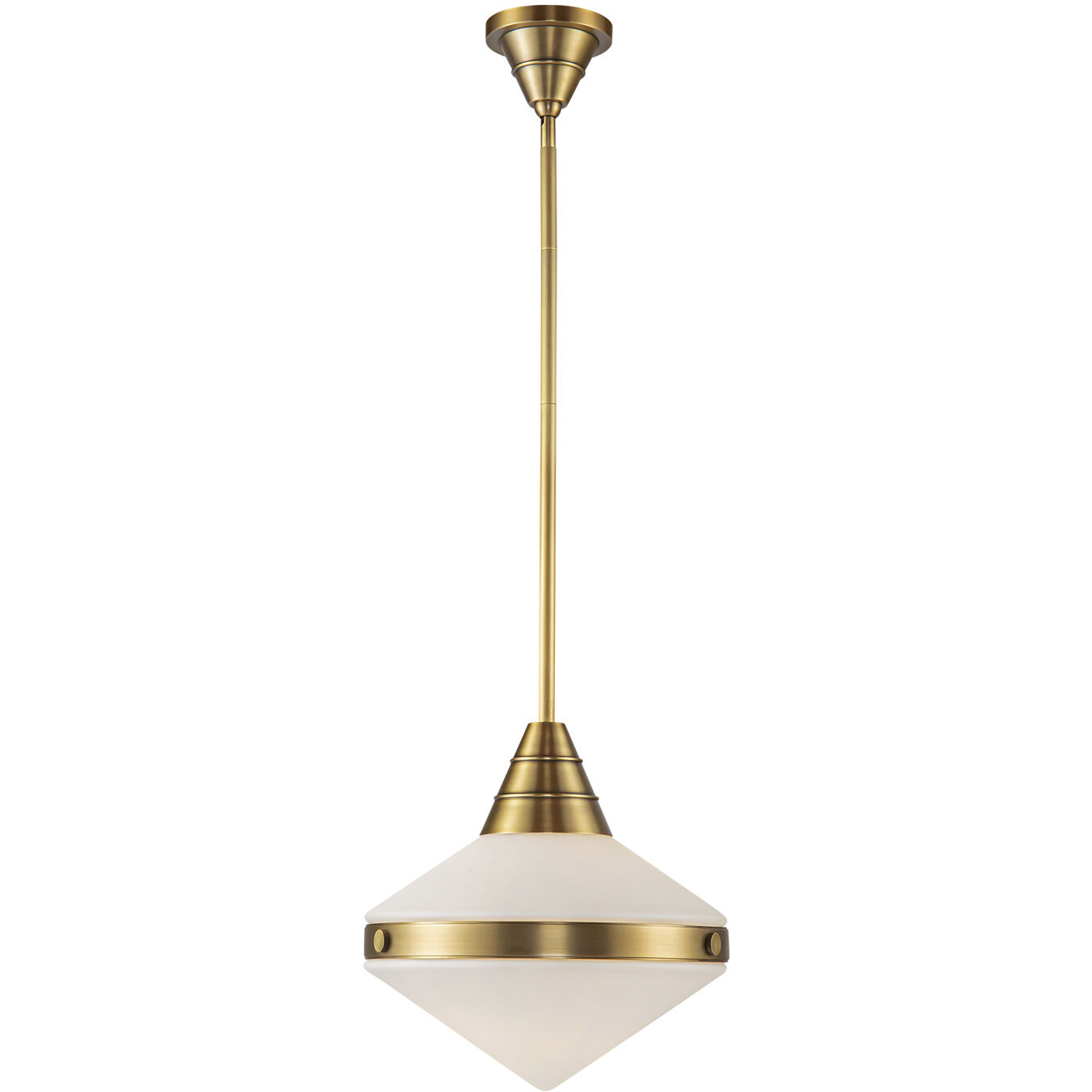 Willard 1 Light 13.5 inch Vintage Brass/Opal Matte Glass Pendant Ceiling Light in Matte Opal Glass