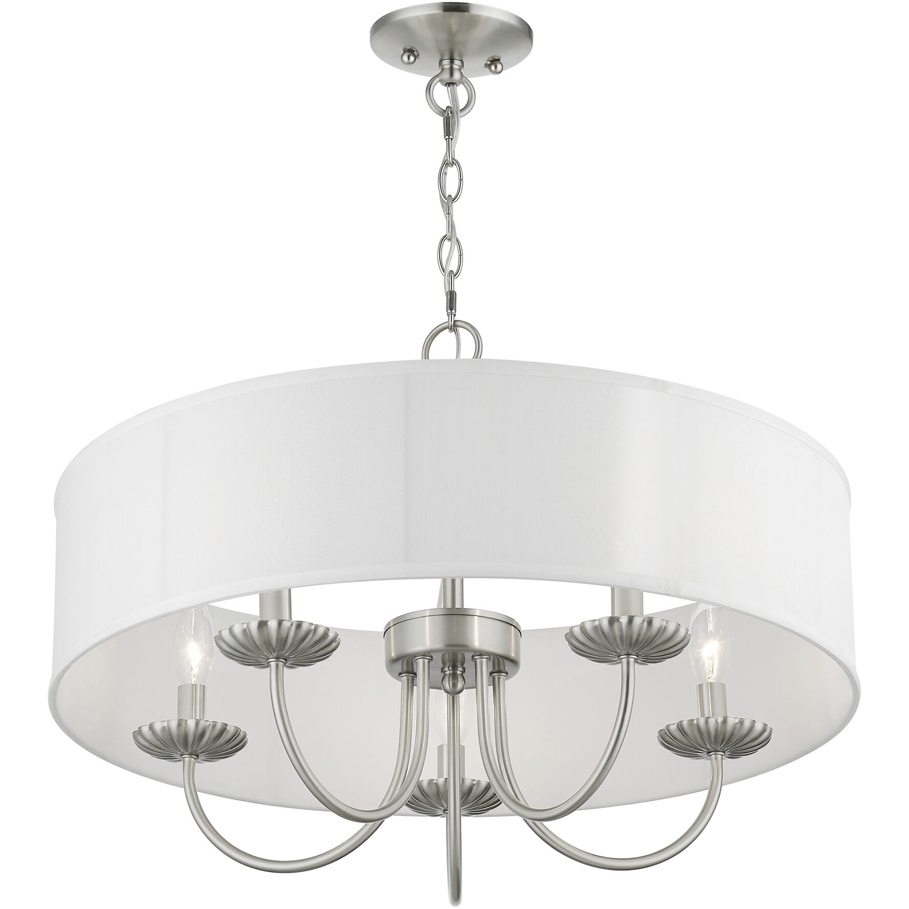 Brookdale 5 Light 23 inch Brushed Nickel Pendant Chandelier Ceiling Light