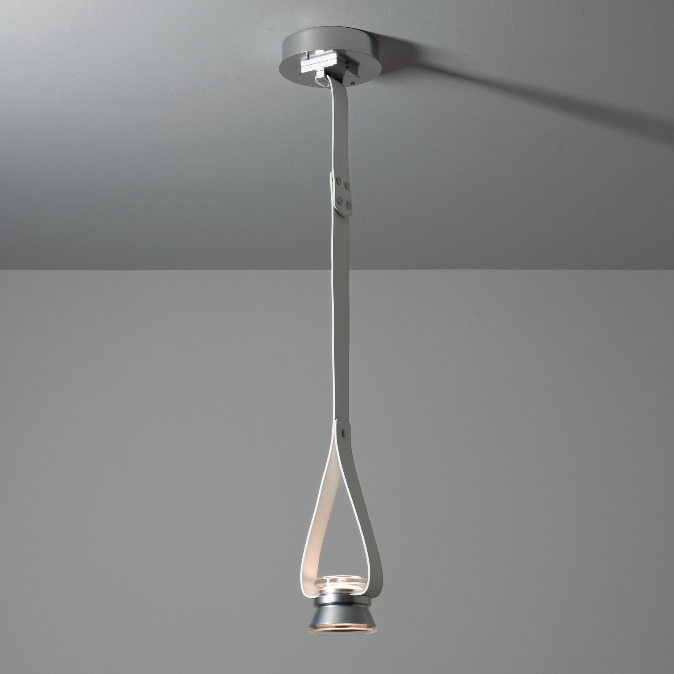 SNAPS LED 6 inch Sterling Pendant Ceiling Light in White Leather