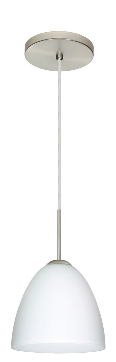 Vila LED Satin Nickel Pendant Ceiling Light in Opal Matte Glass