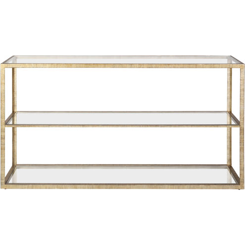 Strie 66 X 16 inch Antique Brass with Clear Console Table