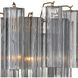 Addis Bath Wall Light in Aged Brass, Tronchi Glass Smoke