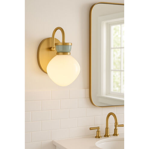 Lucy 1 Light 7.75 inch Lacquered Brass with Seafoam Bath Light Wall Light