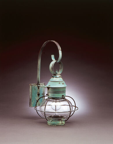 Onion 1 Light 19 inch Verdi Gris Outdoor Wall Lantern in Clear Glass Scroll