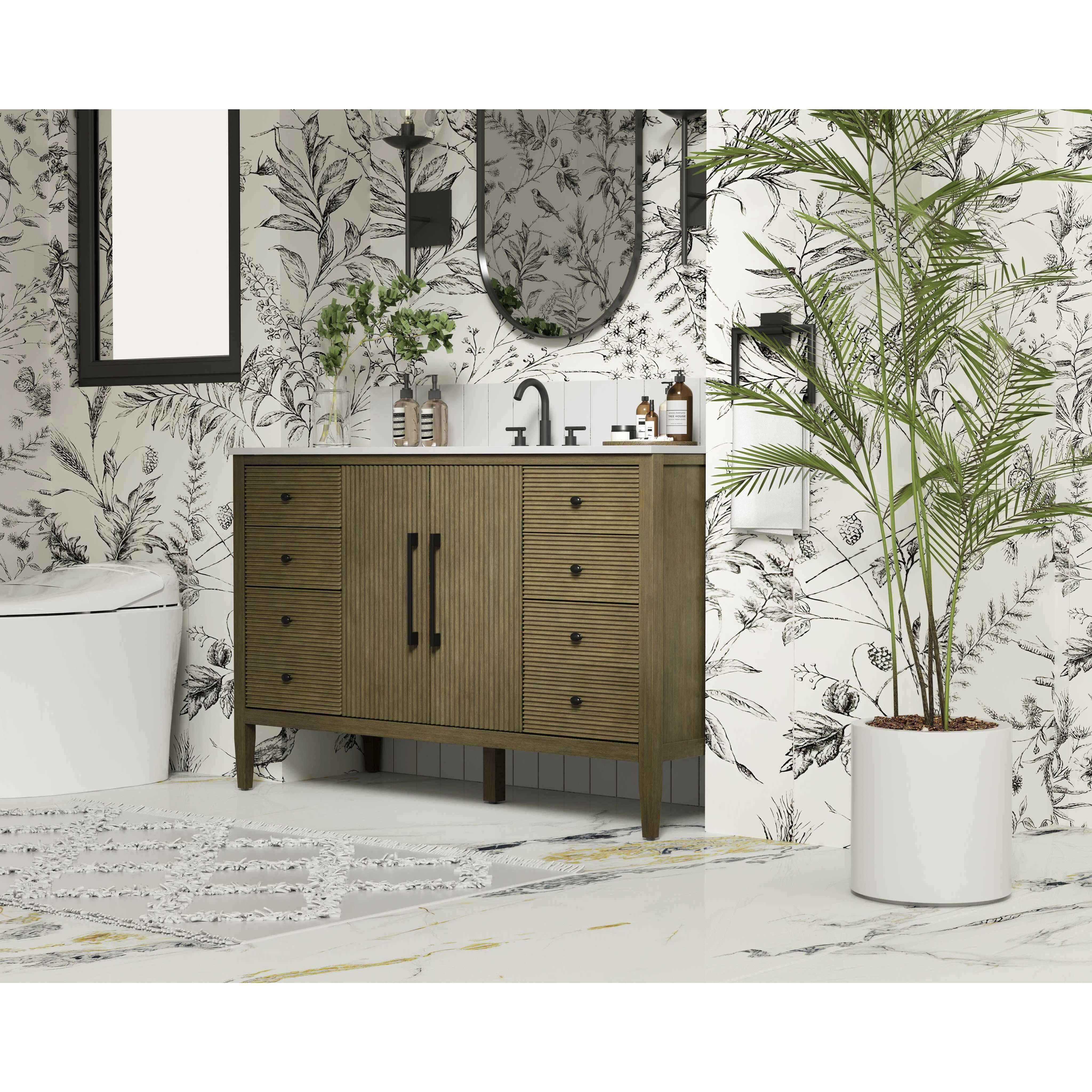 Blakely 54 X 34 inch Hazel Oak Bathroom Vanity Cabinet