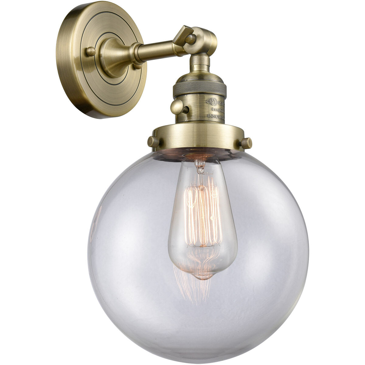 Franklin Restoration Large Beacon LED 8 inch Antique Brass Sconce Wall Light, Franklin Restoration