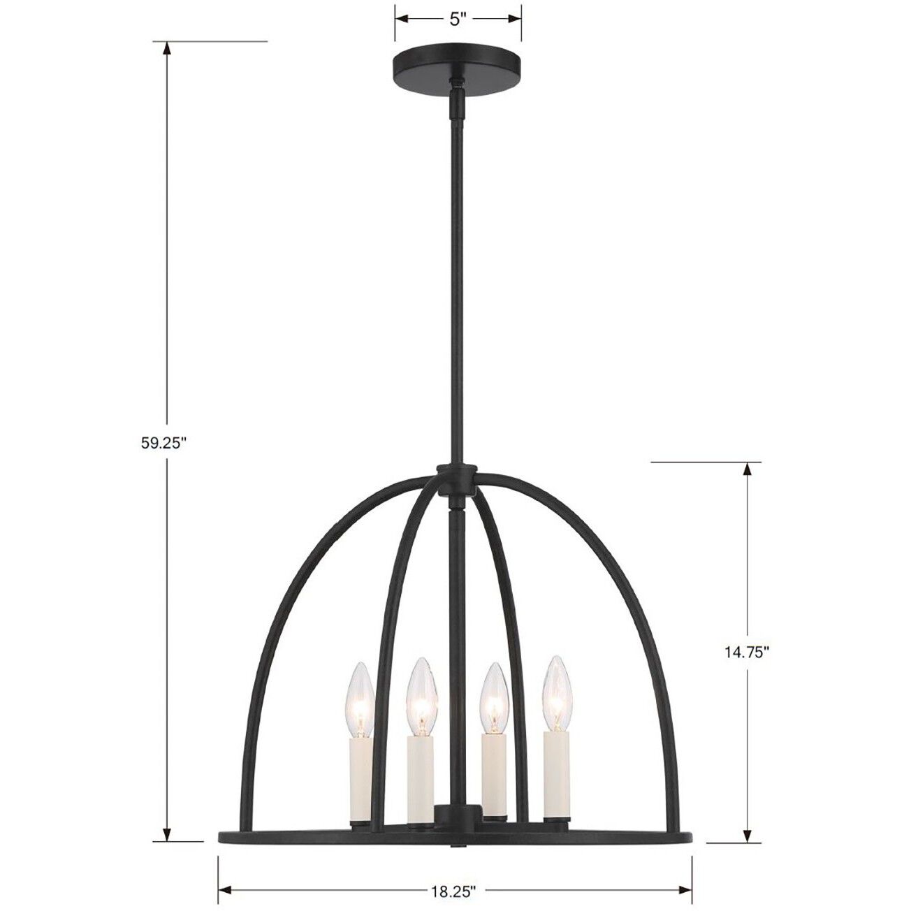 Abbott 4 Light 18.25 inch Black Lantern Chandelier Ceiling Light