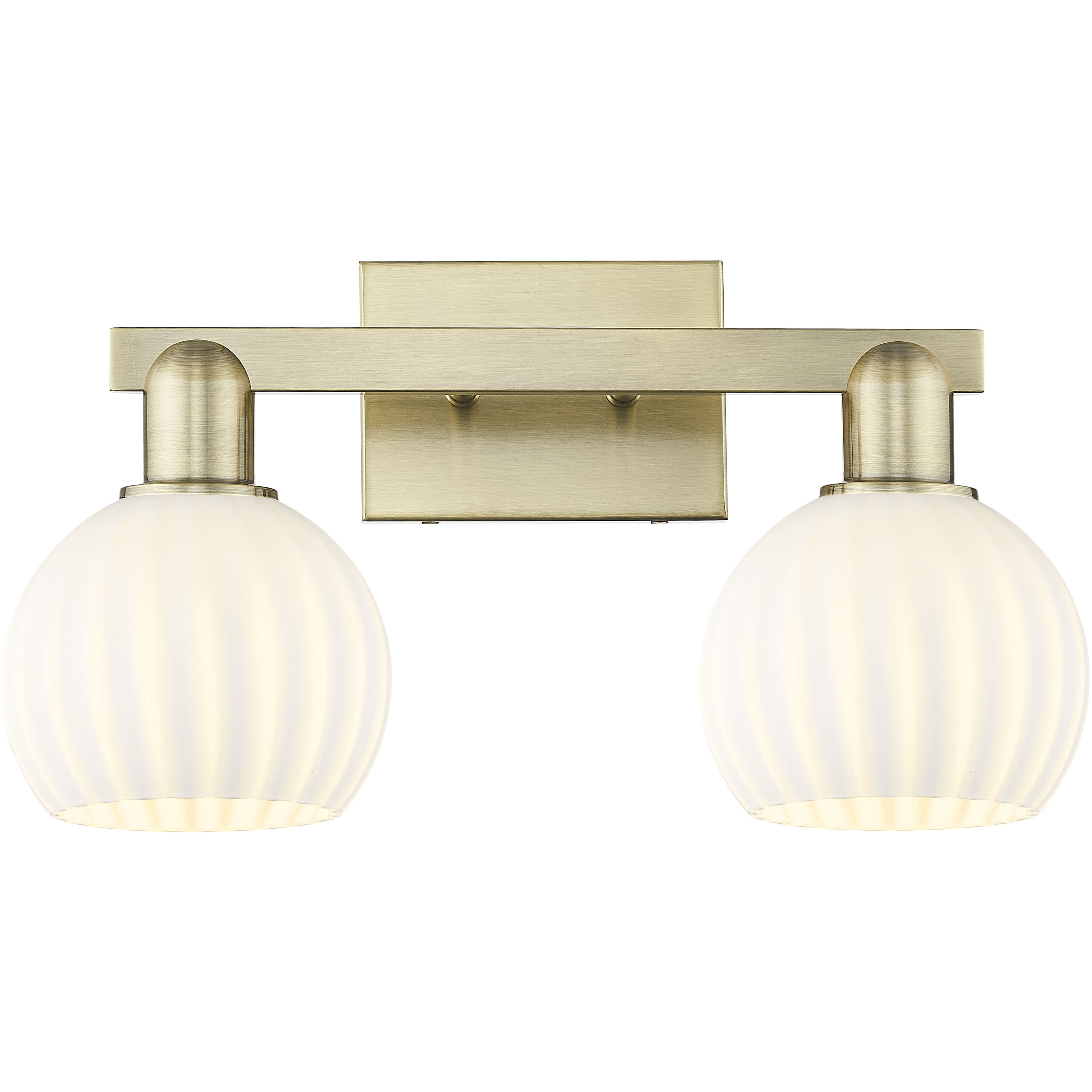 Arcadia White Venetian 2 Light 17 inch Antique Brass Bath Vanity Light Wall Light