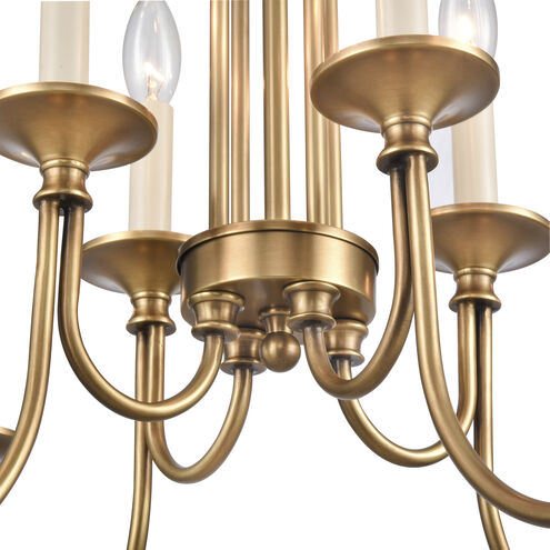 Cecil 8 Light 28 inch Natural Brass and Off White Chandelier Ceiling Light