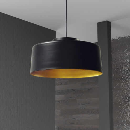 Kup 1 Light 19.75 inch Black with Gold Pendant Ceiling Light in Black and Gold