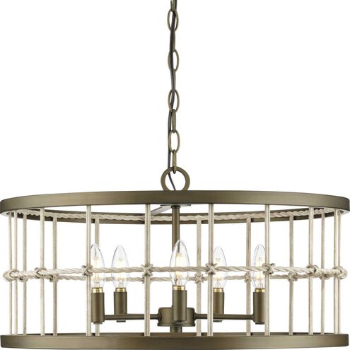 Lattimore 5 Light 22 inch Aged Brass Chandelier Ceiling Light, Design Series