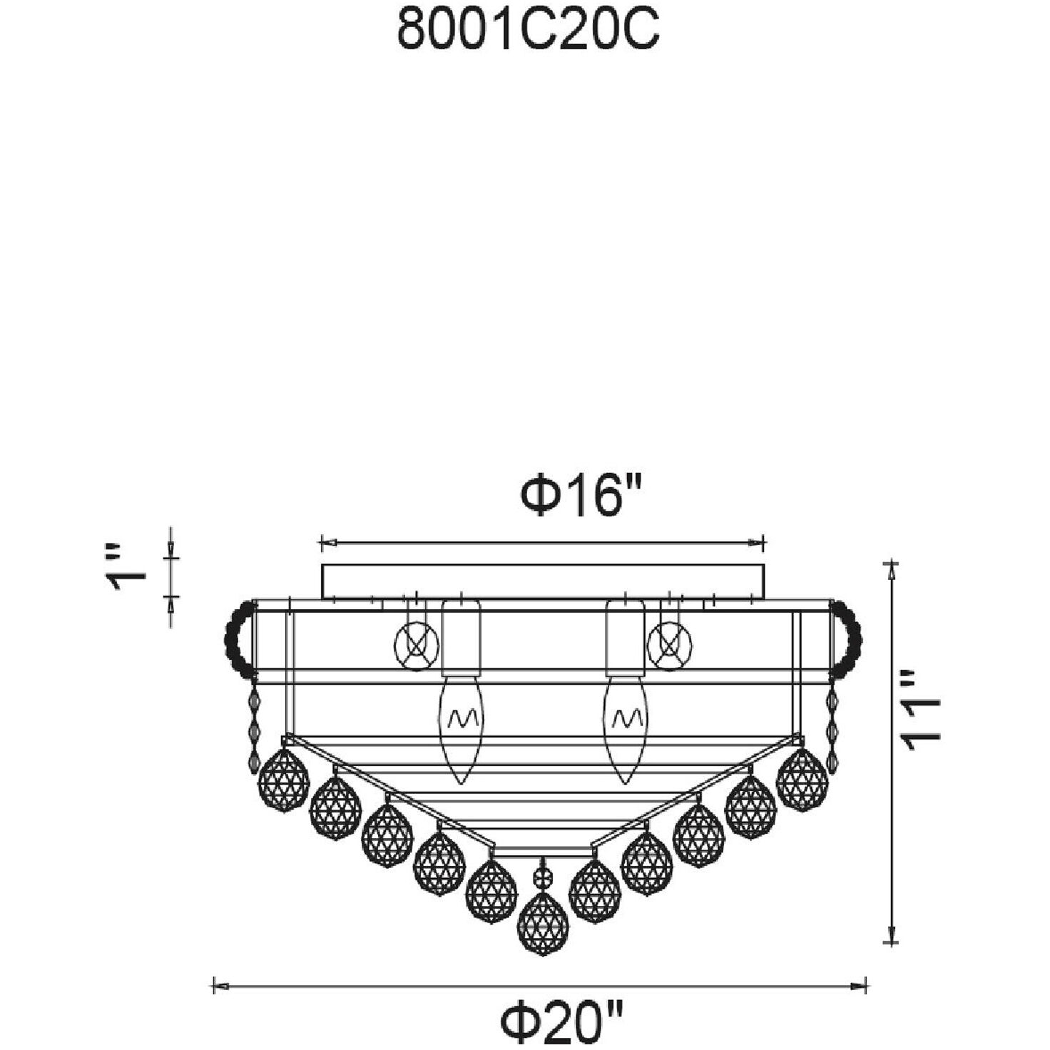 Empire 8 Light 20 inch Gold Flush Mount Ceiling Light