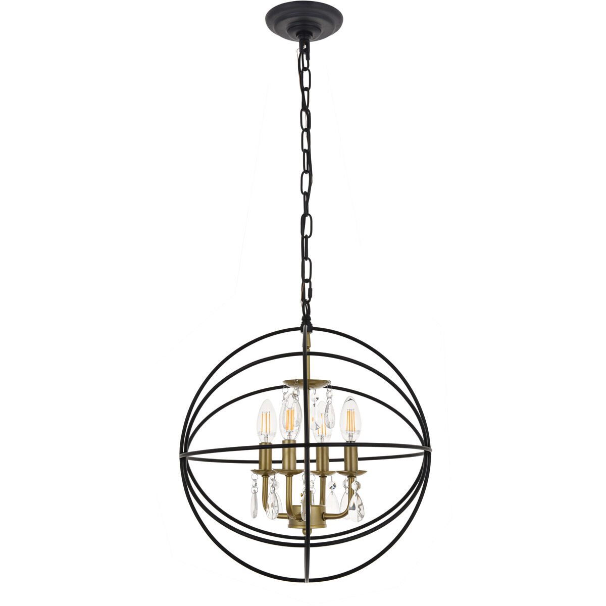 Wallace 4 Light 16 inch Matte Black and Brass Pendant Ceiling Light