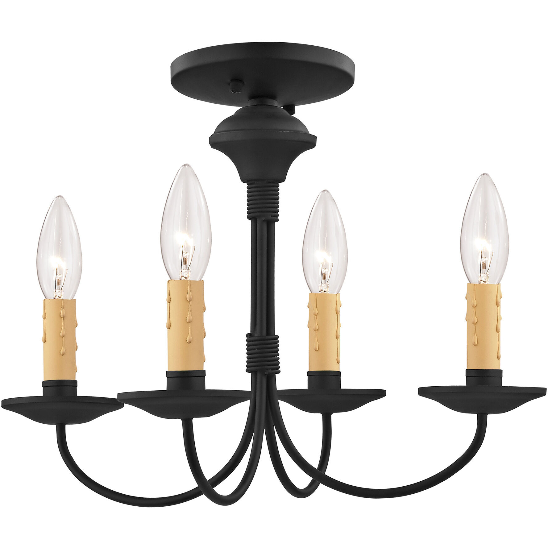 Heritage 4 Light 15 inch Black Convertible Mini Chandelier/Ceiling Mount Ceiling Light