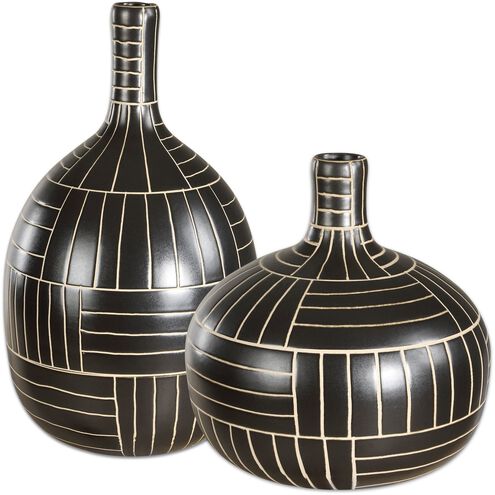Graphite 13.5 X 7.75 inch Vases, Set of 2