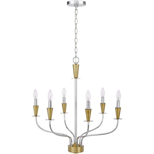 Weston 6 Light 26 inch Chrome/ Satin Brass Chandelier Ceiling Light